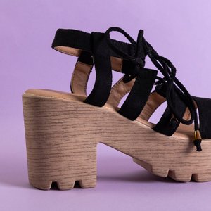 Sandale legate de femei negre pe postul Tili - Încălțăminte