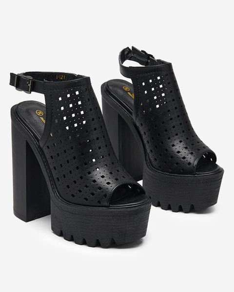 Sandale negre ajurate pentru damă pe postul Asage-Footwear