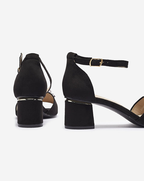 Sandale negre de damă pe post de montură cu cristale decorative Cerosso- Footwear