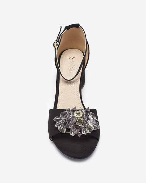 Sandale negre de damă pe post de montură cu cristale decorative Cerosso- Footwear