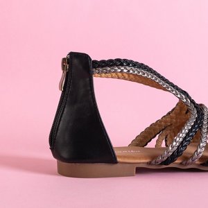 Sandale negre din piele pentru femei Frodita - Încălțăminte