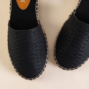 Sandale negre pentru femei cu relief de animale Domiel - Încălțăminte
