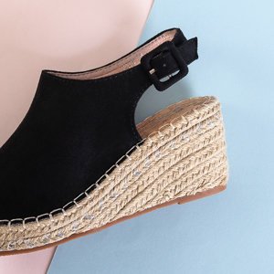 Sandale negre pentru femei pe o pană Loral - Pantofi