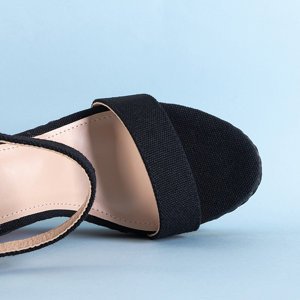 Sandale negre pentru femei pe toc colorat cu pană Aropaho - Încălțăminte