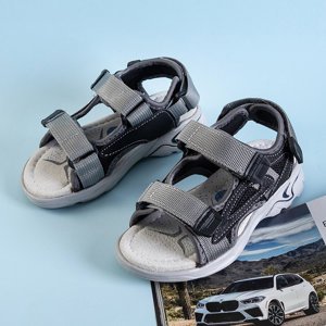 Sandale pentru bărbați turbo velcro în gri și negru - Încălțăminte
