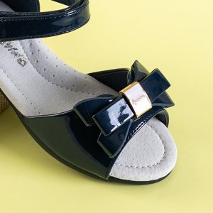 Sandale pentru copii de culoare albastru marin cu fundă Medo - Încălțăminte