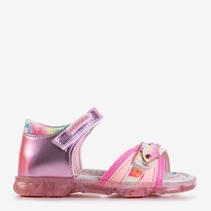Sandale pentru copii roz cu decorațiuni Maniunia - Încălțăminte
