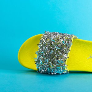 Sandale pentru femei de culoare galben neon cu zirconiu cubic Lomine - Încălțăminte