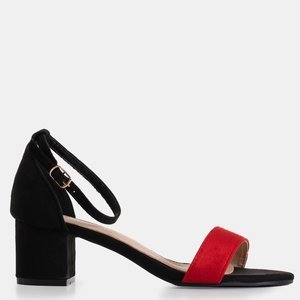 Sandale pentru femei roșii și negre pe un post Palema scăzut - încălțăminte