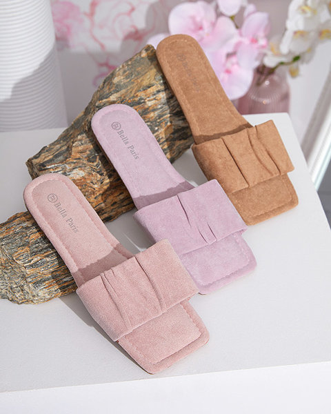 Sandale plate de damă din piele ecologică mov Nesico - Încălțăminte