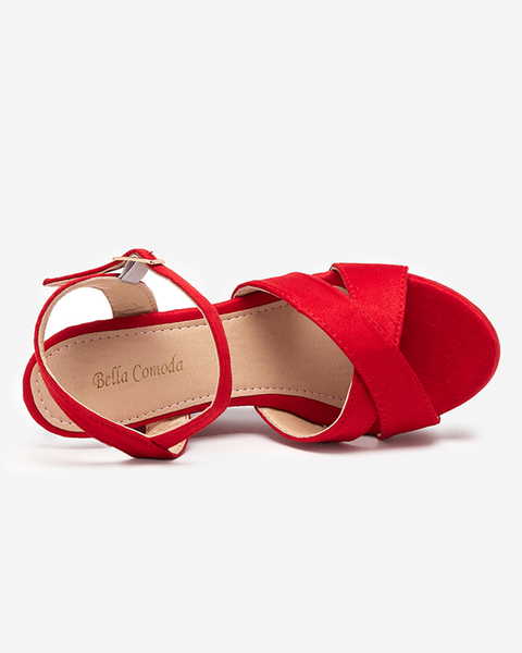 Sandale roșii de damă pe postul Deklis - Încălțăminte