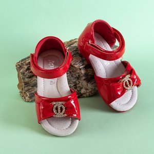 Sandale roșii pentru copii cu fundă Ksenia - Pantofi