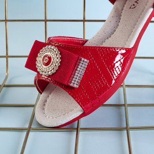 Sandale roșii pentru copii cu fundă Ramina - Pantofi