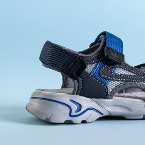 Sandale turbo velcro gri și albastru pentru băieți - Încălțăminte