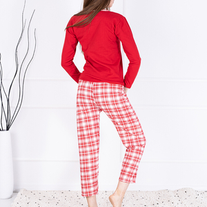 Set pijama dama rosie cu motiv de Craciun - Imbracaminte