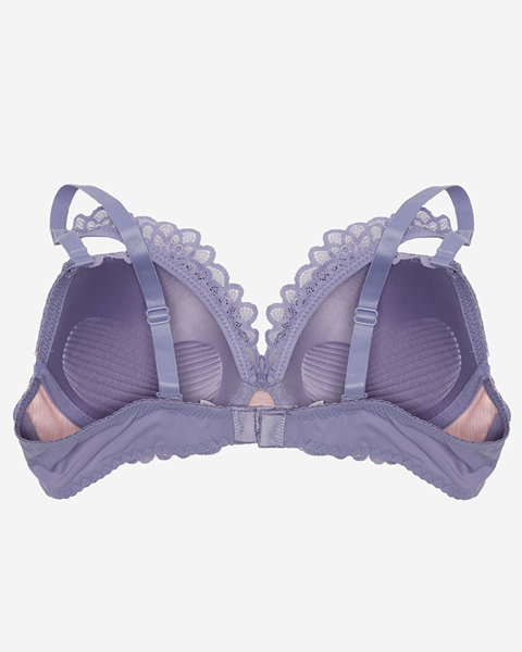 Sutien push-up din dantela cu bretele violet pentru dama - Lenjerie intima
