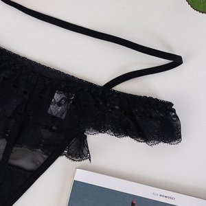 Tanga din dantela neagra pentru femei - Lenjerie intima