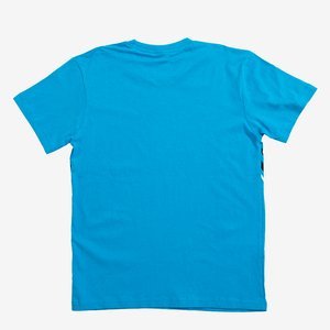Tricou bărbătesc din bumbac albastru cu imprimeu - Îmbrăcăminte
