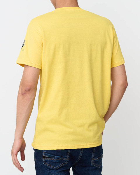 Tricou bărbătesc din bumbac galben cu imprimeu - Îmbrăcăminte