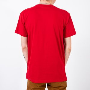 Tricou bărbătesc din bumbac roșu cu imprimeu - Îmbrăcăminte