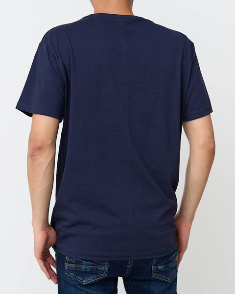 Tricou bărbați bleumarin cu imprimeu - Îmbrăcăminte