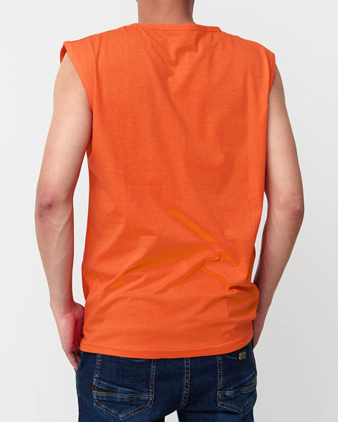 Tricou cu imprimeu fără mâneci pentru bărbați portocaliu - Îmbrăcăminte