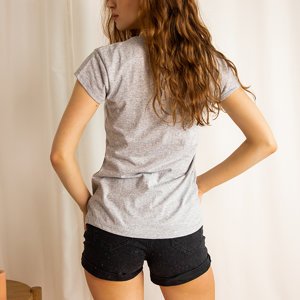 Tricou de bumbac de culoare gri deschis, cu imprimeu colorat - Îmbrăcăminte