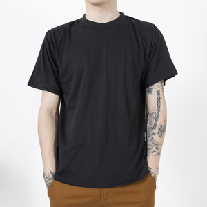Tricou de bumbac negru pentru bărbați - Îmbrăcăminte