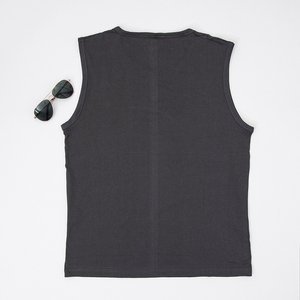 Tricou fără mâneci pentru bărbați din bumbac gri închis - Îmbrăcăminte