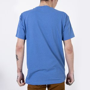 Tricou pentru bărbați din bumbac albastru închis cu imprimeu - Îmbrăcăminte