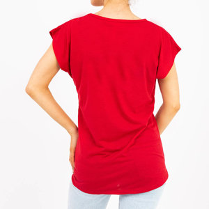 Tricou roșu cu imprimeu argintiu pentru femei - Îmbrăcăminte
