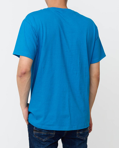Tricou turcoaz pentru barbati cu imprimeu - Imbracaminte