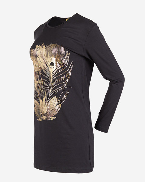 Tunica neagra dama cu flori aurii - Imbracaminte