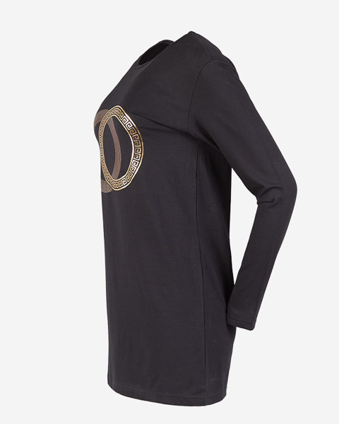 Tunica neagra dama cu imprimeu auriu - Imbracaminte