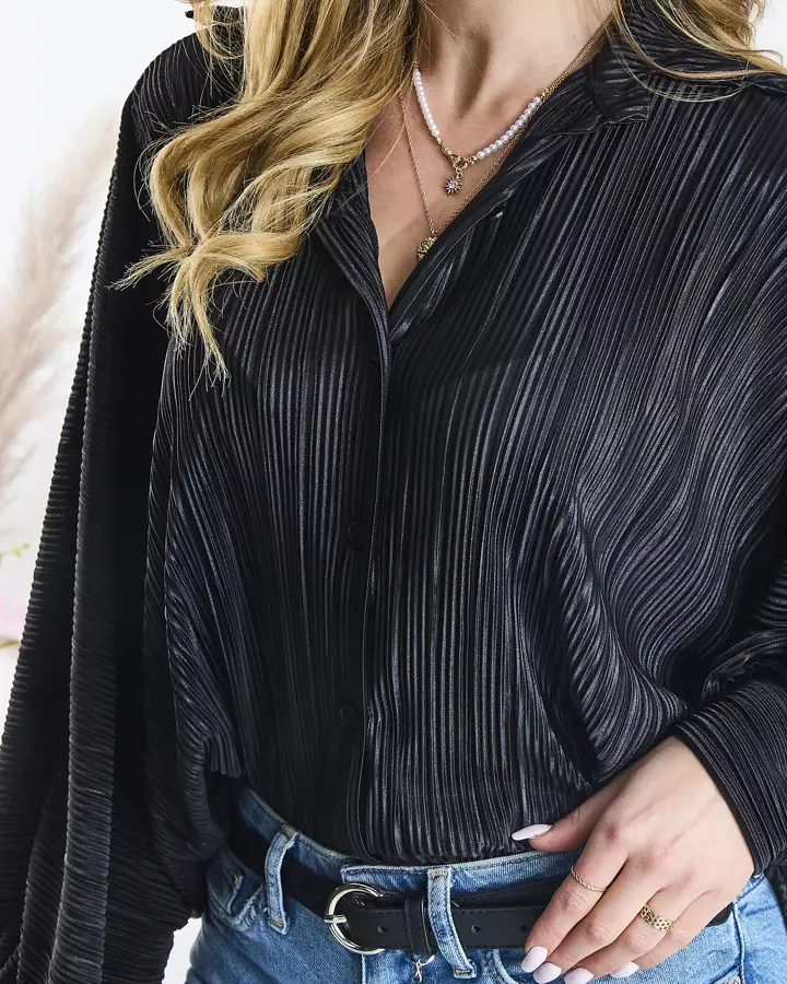 Tunică tip cămașă de damă neagră - Îmbrăcăminte