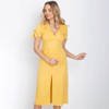 Żółta sukienka midi z guziczkami - Odzież
