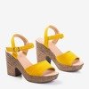 Żółte sandały damskie na słupku Awilia - Obuwie