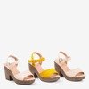 Żółte sandały damskie na słupku Awilia - Obuwie