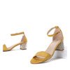 Żółte sandały na słupku z ozdobnymi cyrkoniami Olifa - Obuwie